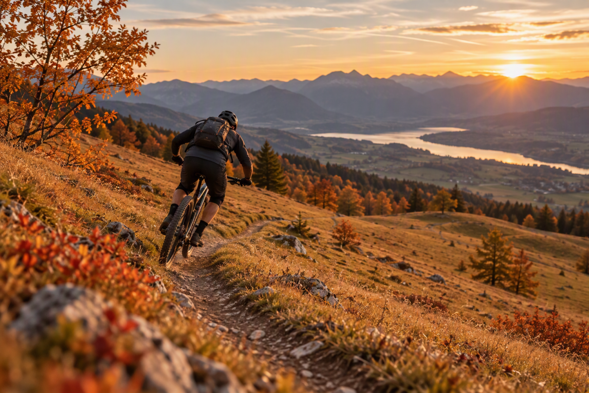 Fitter Biker im Herbst