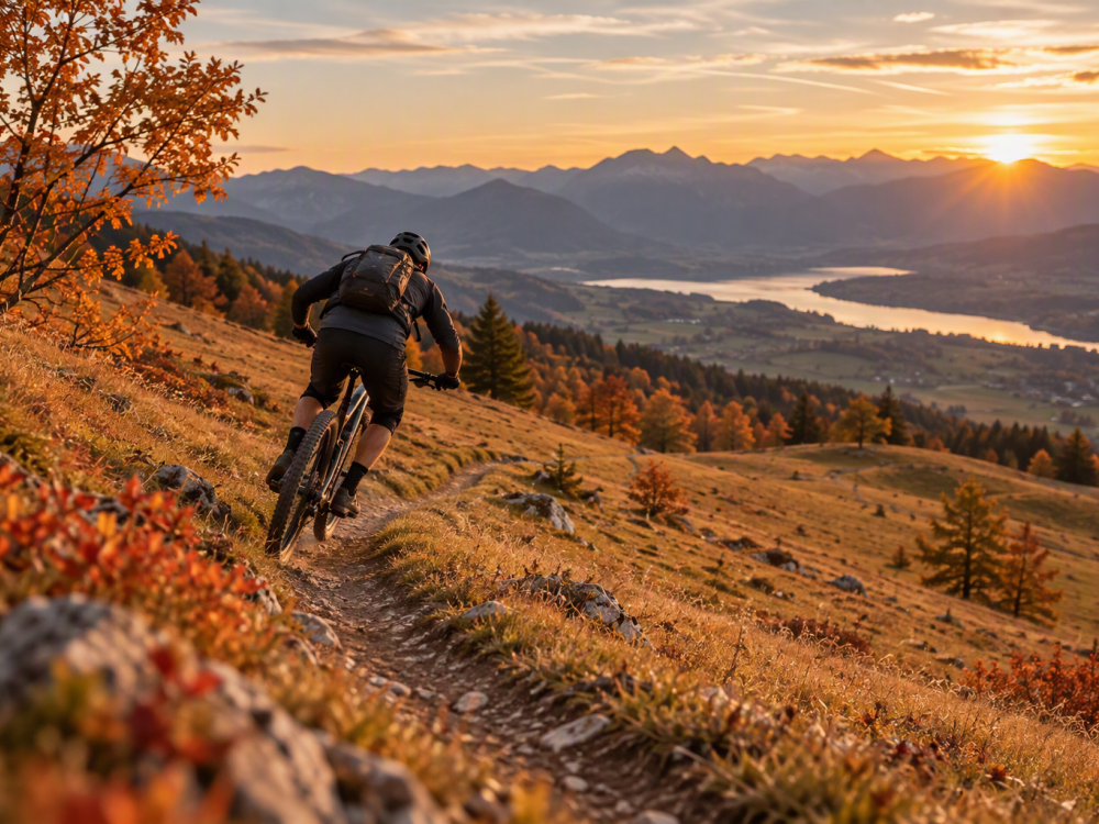 Fitter Biker im Herbst